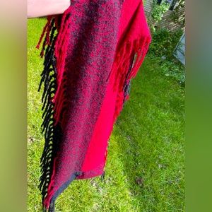 Fringe Benefits Infinity Scarf, Black & Red